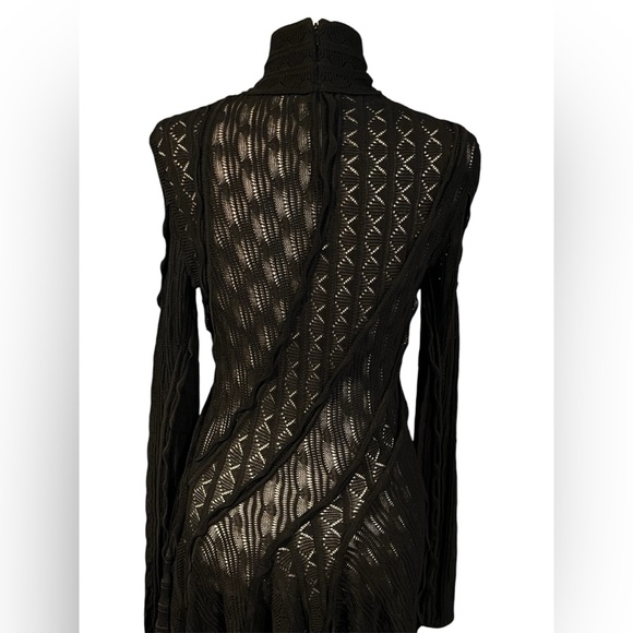 Givenchy Women’s Asymmetrical Open Knit Black Mock Neck Sweater Size XS - Picture 12 of 16